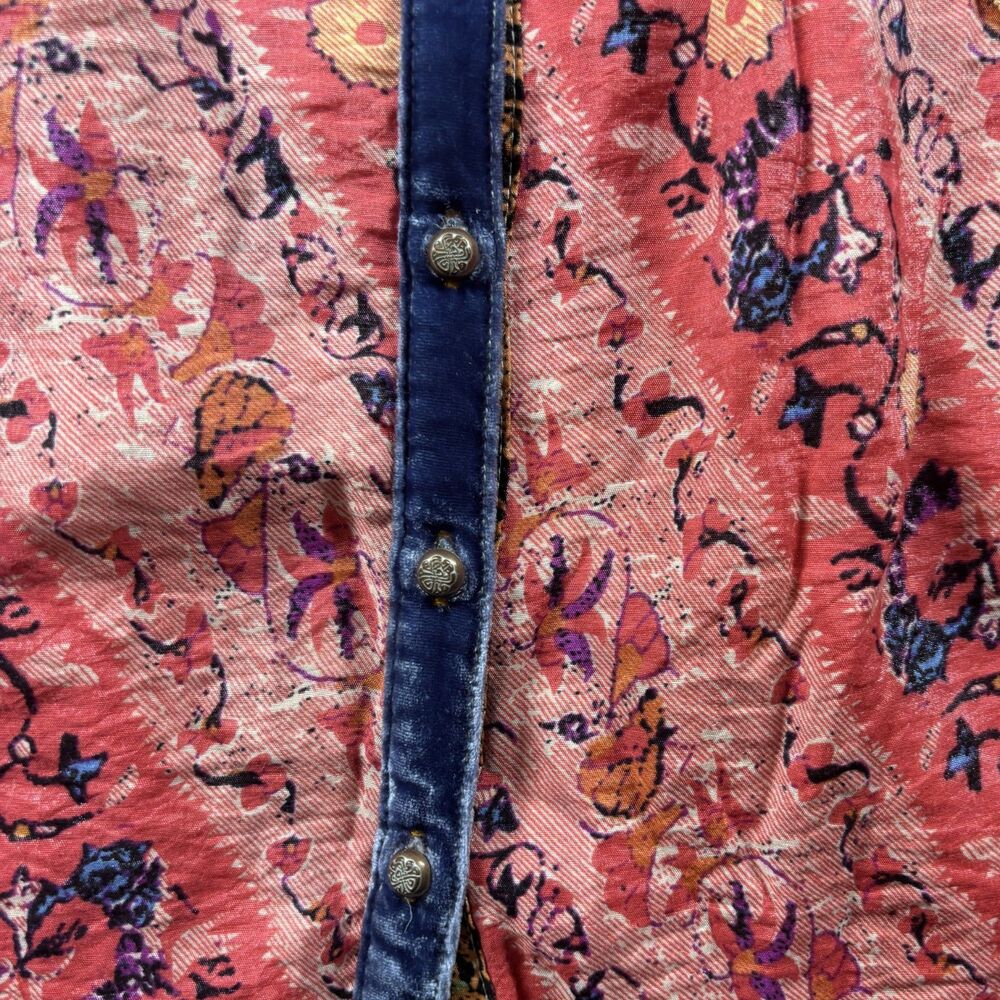 Soft Surroundings Brynn Boho Paisley Print Velvet Silk Trim Tunic Top Large H261 - Picture 6 of 11